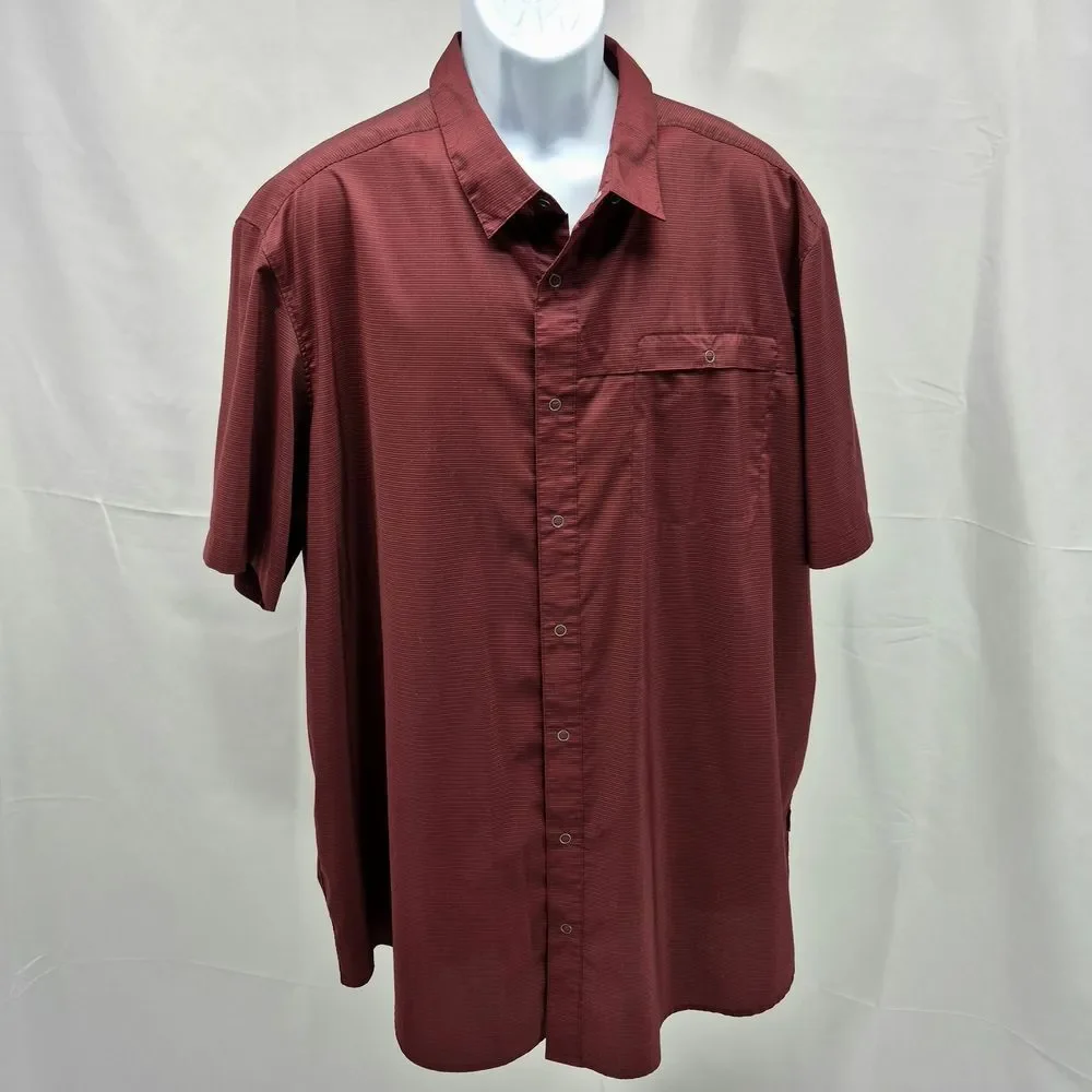 Swiss Tech Men's Maroon Performance Short Sleeve Button Down Shirt 3X